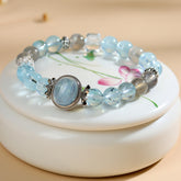 Natural Crystal Aquamarine Magic Box Gray Moonlight Bracelet - Healing & Energy